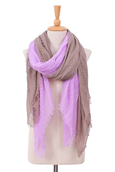 Bufandas de algodón (juego de 2) - Juego de 2 bufandas ligeras de algodón en color lila y malva polvoriento