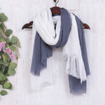 Handmade scarves, 'Brilliant Warmth' (set of 2) - Pair of Hand-Woven Lightweight Grey and Ivory Scarves