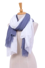 Handmade scarves, 'Brilliant Warmth' (set of 2) - Pair of Hand-Woven Lightweight Grey and Ivory Scarves