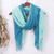 Cotton scarves, 'Ocean Vibes' (pair) - Pair of Hand-Woven Lightweight Green and Teal Cotton Scarves