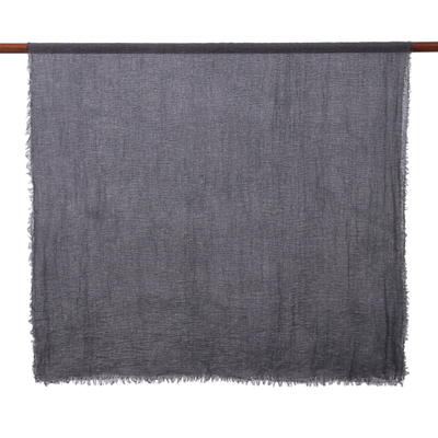 Cotton scarves, 'Mysterious Night' (pair) - Pair of Handwoven Lightweight Black and Grey Cotton Scarves