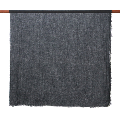 Pañuelos de algodón, (par) - Par de bufandas ligeras de algodón negro y gris tejidas a mano