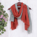 Handmade scarves, 'Bright Charm' (set of 2) - Two Handwoven Lightweight Orange and Green Scarves