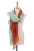 Bufandas de algodón, (par) - Dos bufandas ligeras de algodón naranja y verde tejidas a mano