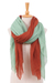 Bufandas de algodón, (par) - Dos bufandas ligeras de algodón naranja y verde tejidas a mano