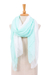 Cotton scarves, 'Cozy Cool' (pair) - Two Hand-Woven Lightweight Aqua and White Cotton Scarves