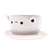 Ceramic mini flower pot, 'Kitty Charm' - Cat-Themed Ceramic Mini Flower Pot with Saucer in Ivory