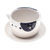 Ceramic mini flower pot, 'Kitty Delight' - Cat-Themed Ivory Black Ceramic Mini Flower Pot with Saucer