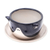 Ceramic mini flower pot, 'Kitty Charisma' - Cat-Themed Ivory Grey Ceramic Mini Flower Pot with Saucer