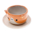 Ceramic mini flower pot, 'Kitty Joy' - Cat-Themed Ivory Orange Ceramic Mini Flower Pot with Saucer