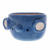 Mini macetero de cerámica. - Minimaceta elefante de cerámica azul y marfil con platillo
