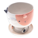 Ceramic mini flower pot, 'Sweet Kitty' - Handcrafted Cat-Shaped Ceramic Mini Flower Pot with Saucer