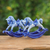 Ceramic figurines, 'Blue Amusement' (pair) - Blue and White Rocking Horse Ceramic Figurines (Pair)