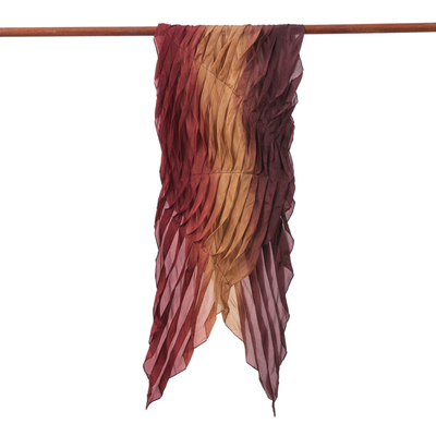 Pañuelo de seda - Bufanda de seda 100% suave tejida a mano en tonos tierra de Tailandia