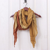 Silk scarf, 'Golden Instant'
