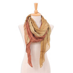 Silk scarf, 'Golden Instant' - Handwoven Golden and Brown Soft Silk Scarf from Thailand