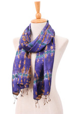 Silk batik scarf, 'Purple Delight' - Hand-Spun Woven and Dyed Fringed Silk Batik Scarf in Purple