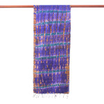 Silk batik scarf, 'Purple Delight' - Hand-Spun Woven and Dyed Fringed Silk Batik Scarf in Purple