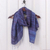 Silk scarf, 'Twilight Iridescence' - Handloomed Fringed Striped Blue and Dark Purple Silk Scarf (image 2) thumbail