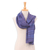 Silk scarf, 'Twilight Iridescence' - Handloomed Fringed Striped Blue and Dark Purple Silk Scarf (image 2b) thumbail