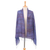 Pañuelo de seda - Bufanda de seda azul y violeta oscuro a rayas con flecos tejida a mano