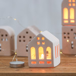 Ceramic tealight holder, 'Classic House' - Handcrafted and Painted Ceramic House-Shaped Tealight Holder