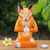 Wood sculpture, 'Kitten Yoga' - Handcrafted Yoga-Themed Orange Cat Raintree Wood Sculpture