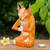Escultura en madera - Escultura artesanal de madera de árbol de lluvia de gato naranja con temática de yoga
