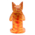 Wood sculpture, 'Kitten Yoga' - Handcrafted Yoga-Themed Orange Cat Raintree Wood Sculpture