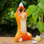Escultura en madera - Escultura de madera de árbol de lluvia de gato naranja con temática de yoga hecha a mano