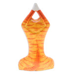 Wood sculpture, 'Kitten Growth' - Handmade Yoga-Themed Orange Cat Raintree Wood Sculpture