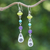 Multi-gemstone dangle earrings, 'Thail Chic' - Colorful Multi-Gemstone Dangle Earrings with Silver Accents (image 2) thumbail