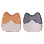 Ceramic catchalls, 'Dual Felines' (set of 2) - Set of 2 Cat-Shaped Black and Orange Ceramic Catchalls