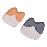 Ceramic catchalls, 'Dual Felines' (set of 2) - Set of 2 Cat-Shaped Black and Orange Ceramic Catchalls