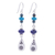Multi-gemstone dangle earrings, 'Thai Glam' - Multi-Gemstone Dangle Earrings with Silver Hill Tribe Motifs thumbail
