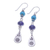 Multi-gemstone dangle earrings, 'Thai Glam' - Multi-Gemstone Dangle Earrings with Silver Hill Tribe Motifs (image 2c) thumbail