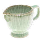 Celadon ceramic cruet, 'Delightful in Green' - Handcrafted Green Celadon Ceramic Cruet with Crackled Finish