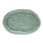 Celadon ceramic appetizer plate, 'Waves of Elegance' - Ocean-Inspired Blue Oval Celadon Ceramic Appetizer Plate