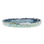 Celadon ceramic appetizer plate, 'Waves of Elegance' - Ocean-Inspired Blue Oval Celadon Ceramic Appetizer Plate
