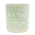 Celadon ceramic teacup, 'Wealthy Peony' - Leafy and Floral Green Ceramic Teacup with Crackled Finish