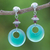 Onyx and garnet dangle earrings, 'Green Loops' - Sterling Silver Dangle Earrings with Green Onyx and Garnet (image 2) thumbail