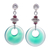 Onyx and garnet dangle earrings, 'Green Loops' - Sterling Silver Dangle Earrings with Green Onyx and Garnet thumbail