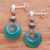 Onyx and garnet dangle earrings, 'Green Loops' - Sterling Silver Dangle Earrings with Green Onyx and Garnet (image 2b) thumbail