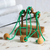 Holz-Entwirrungs-Puzzlespiel, „Tied Bridge“ – handgefertigtes Holz- und grünes Nylon-Entwirrungs-Puzzlespiel