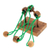 Holz-Entwirrungs-Puzzlespiel, „Tied Bridge“ – handgefertigtes Holz- und grünes Nylon-Entwirrungs-Puzzlespiel