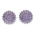 Amethyst and marcasite button earrings, 'Radiant Purple Moon' - Amethyst Marcasite and Sterling Silver Button Earrings thumbail