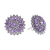 Amethyst and marcasite button earrings, 'Radiant Purple Moon' - Amethyst Marcasite and Sterling Silver Button Earrings (image 2b) thumbail