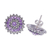 Amethyst and marcasite button earrings, 'Radiant Purple Moon' - Amethyst Marcasite and Sterling Silver Button Earrings (image 2c) thumbail