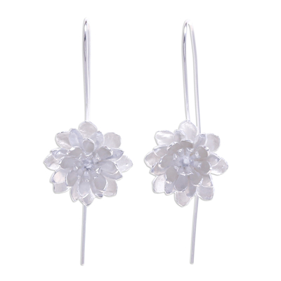 Sterling silver drop earrings, 'Chic Blossom' - Flower-Shaped Sterling Silver Drop Earrings from Thailand
