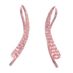 Rose gold-plated drop earrings, 'Pink Hammered Line' - Modern 18k Rose Gold-Plated Drop Earrings from Thailand